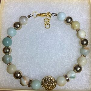 Handmade multi stone w/ gold accents bracelet or anklet